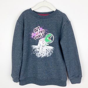 Cat & Jack - XS Boys Gray Space “Out of This World” Dinosaur Sweater